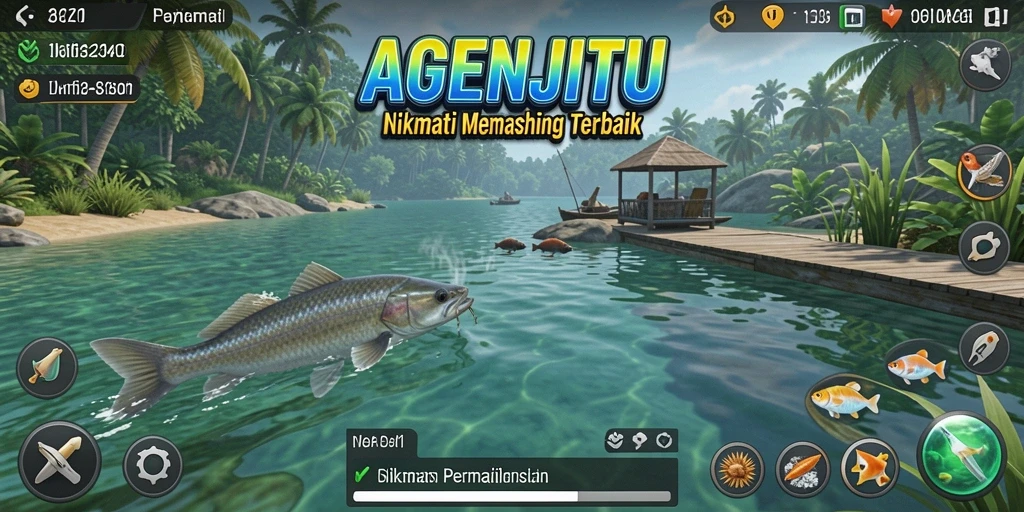 Screenshot AGENJITU menunjukkan keceriaan dalam memancing ikan.