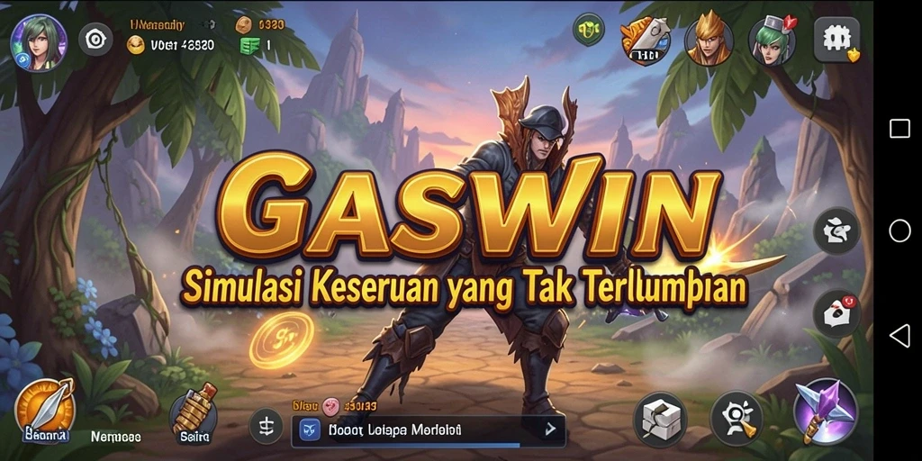 Screenshot gameplay GASWIN menampilkan interaksi mendalam dalam simulasi.
