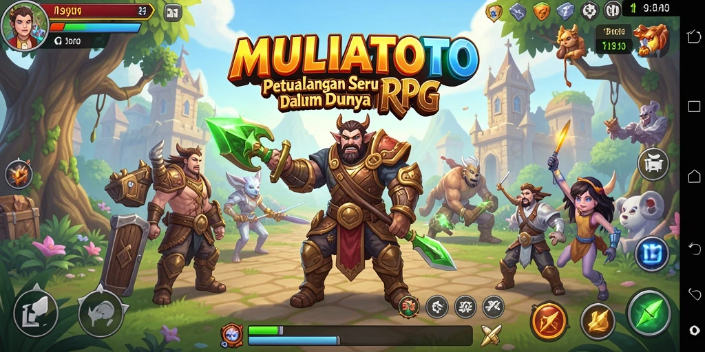Tampilan gameplay RPG epik di MULIATOTO dengan karakter dan monster.