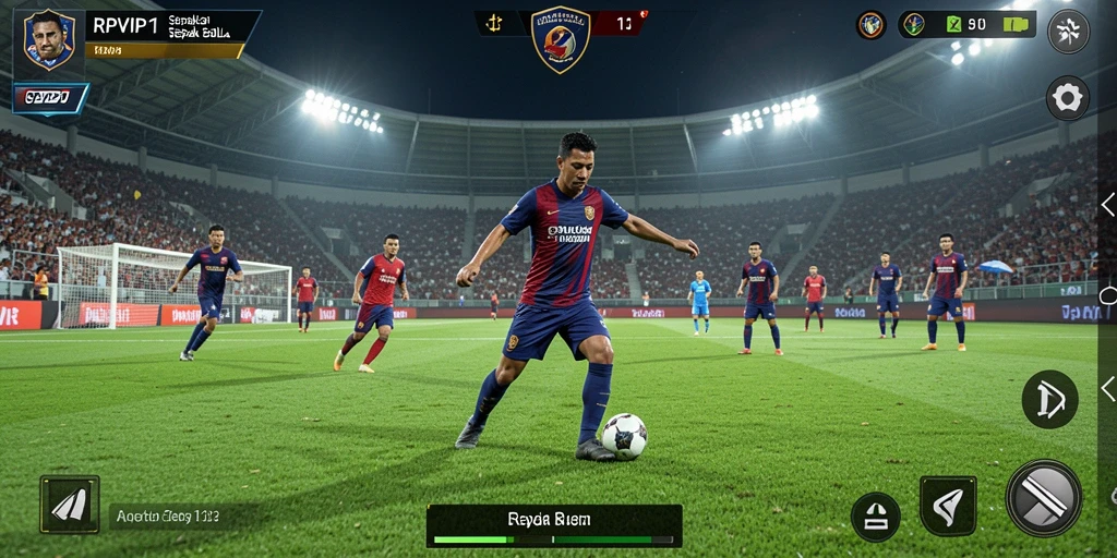 Tampilan gameplay RPVIP1 dengan aksi sepak bola yang seru.
