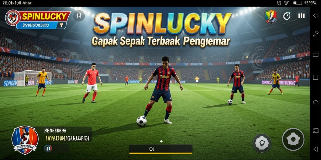 Tangkapan layar dari gameplay SPINLUCKY dengan aksi sepak bola yang mendebarkan.
